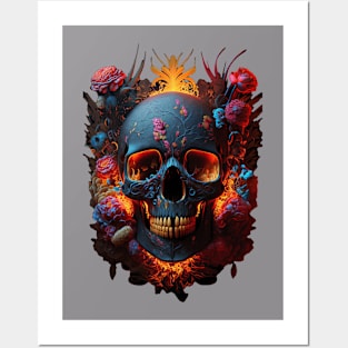 Gothic Roses and Skulls Posters and Art